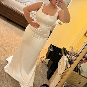 Bridal Satin Square neck Gown